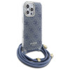 Guess iPhone 16 Pro Max - Crossbody Cord 4G Print - Σκληρή Θήκη με Πλαίσιο Σιλικόνης και Λουράκι - Blue - GUHCP16XHC4SEB