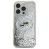 Karl Lagerfeld iPhone 16 Pro - Liquid Glitter Karl and Choupette Head MagSafe - Σκληρή Θήκη με Πλαίσιο Σιλικόνης - Διάφανη - KLHMP16LLGKCSGH