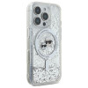 Karl Lagerfeld iPhone 16 Pro - Liquid Glitter Karl and Choupette Head MagSafe - Σκληρή Θήκη με Πλαίσιο Σιλικόνης - Διάφανη - KLHMP16LLGKCSGH