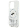 Karl Lagerfeld iPhone 16 Pro - Liquid Glitter Karl and Choupette Head MagSafe - Σκληρή Θήκη με Πλαίσιο Σιλικόνης - Διάφανη - KLHMP16LLGKCSGH
