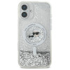 Karl Lagerfeld iPhone 16 Plus - Liquid Glitter Karl and Choupette Head MagSafe - Σκληρή Θήκη με Πλαίσιο Σιλικόνης - Διάφανη - KLHMP16MLGKCSGH