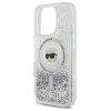 Karl Lagerfeld iPhone 16 Pro Max - Liquid Glitter Karl Head - MagSafe Σκληρή Θήκη με Πλαίσιο Σιλικόνης - Διάφανη - KLHMP16XLGKISGH