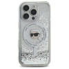 Karl Lagerfeld iPhone 16 Pro Max - Liquid Glitter Karl Head - MagSafe Σκληρή Θήκη με Πλαίσιο Σιλικόνης - Διάφανη - KLHMP16XLGKISGH