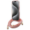 Guess iPhone 16 Pro Max - Crossbody Cord Script MagSafe - Σκληρή Θήκη με Πλαίσιο Σιλικόνης και Λουράκι - Pink - GUHMP16XHCTSGNSP