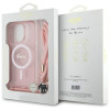 Guess iPhone 16 Pro Max - Crossbody Cord Script MagSafe - Σκληρή Θήκη με Πλαίσιο Σιλικόνης και Λουράκι - Pink - GUHMP16XHCTSGNSP