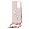 Guess iPhone 16 Pro Max - Crossbody Cord Script MagSafe - Σκληρή Θήκη με Πλαίσιο Σιλικόνης και Λουράκι - Pink - GUHMP16XHCTSGNSP