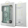 Guess iPhone 16 Pro - IML Glitter Circle With Pearl Strap MagSafe - Σκληρή Θήκη με Πλαίσιο Σιλικόνης και Λουράκι - Green - GUHMP16LHGCRELSA