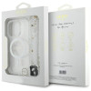 Guess iPhone 16 Pro - IML Glitter With Pearl Strap MagSafe - Σκληρή Θήκη με Πλαίσιο Σιλικόνης και Λουράκι - Διάφανη - GUHMP16LHGCRELST