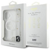Guess iPhone 16 Plus - IML Glitter With Pearl Strap - MagSafe Σκληρή Θήκη με Πλαίσιο Σιλικόνης και Λουράκι - Διάφανη - GUHMP16MHGCRELST