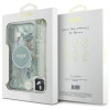 Guess iPhone 16 - IML Flowers With Pearl Strap MagSafe - Σκληρή Θήκη με Πλαίσιο Σιλικόνης και Λουράκι - Green - GUHMP16SHFWBRCESN
