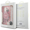 Guess iPhone 16 Pro Max - IML Flowers With Pearl Strap MagSafe - Σκληρή Θήκη με Πλαίσιο Σιλικόνης και Λουράκι - Pink - GUHMP16XHFWBRCESP