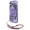 Guess iPhone 16 Pro Max - IML Flowers With Pearl Strap MagSafe - Σκληρή Θήκη με Πλαίσιο Σιλικόνης και Λουράκι - Purple - GUHMP16XHFWBRCESU