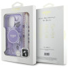 Guess iPhone 16 Pro Max - IML Flowers With Pearl Strap MagSafe - Σκληρή Θήκη με Πλαίσιο Σιλικόνης και Λουράκι - Purple - GUHMP16XHFWBRCESU
