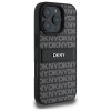 DKNY iPhone 16 Pro Max - Texture Pattern Tonal Stripe - Σκληρή Θήκη με Επένδυση Συνθετικού Δέρματος - Black