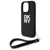 DKNY iPhone 16 Pro - Wrist Strap Stock Logo - Σκληρή Θήκη με Επένδυση Συνθετικού Δέρματος με Λουράκι - Black