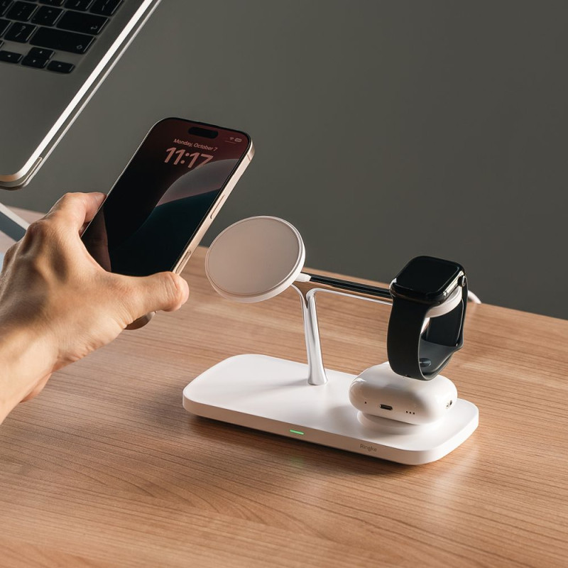 Ringke 3in1 QI2 Ασύρματος Μαγνητικός Φορτιστής MagSafe 15W - White Ringke 3in1 QI2 Ασύρματος Μαγνητικός Φορτιστής MagSafe 15W - White