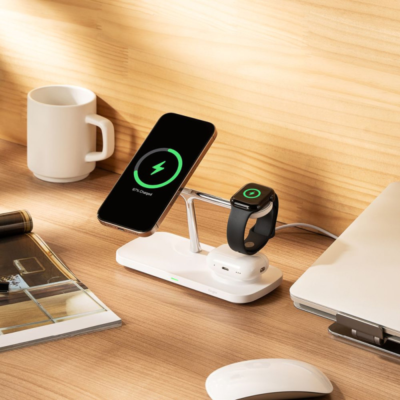 Ringke 3in1 QI2 Ασύρματος Μαγνητικός Φορτιστής MagSafe 15W - White Ringke 3in1 QI2 Ασύρματος Μαγνητικός Φορτιστής MagSafe 15W - White