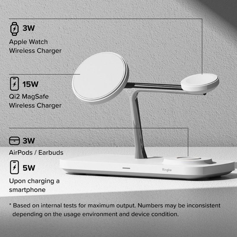 Ringke 3in1 QI2 Ασύρματος Μαγνητικός Φορτιστής MagSafe 15W - White Ringke 3in1 QI2 Ασύρματος Μαγνητικός Φορτιστής MagSafe 15W - White