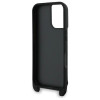 Karl Lagerfeld iPhone 16 - Saffiano Karl and Choupette Metal Pin CBDY Strap - Σκληρή Θήκη με Επένδυση Συνθετικού Δέρματος με Πλαίσιο Σιλικόνης και Λουράκι - Black - KLHCP16SSAKCPBK