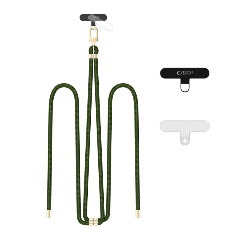 Tech-Protect C7S Rope CrossBody Strap - Universal Λουράκι για Θήκη Κινητού - Hunter Green / Gold Tech-Protect C7S Rope CrossBody Strap - Universal Λουράκι για Θήκη Κινητού - Hunter Green / Gold