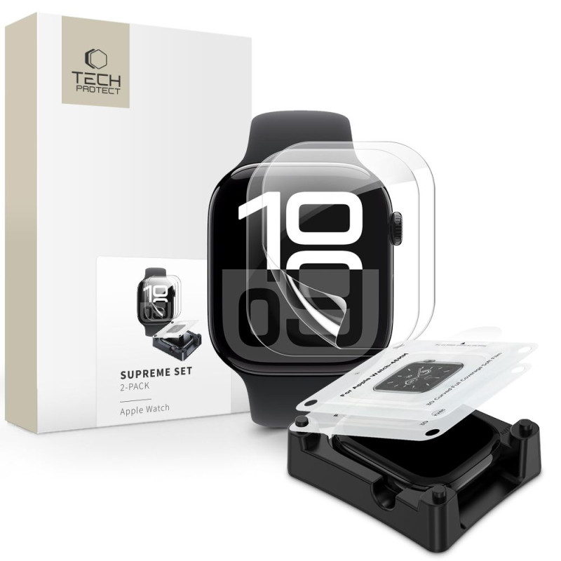 TECH-PROTECT Προστασία Οθόνης Apple Watch 10 - 42 mm Supreme Set Προστατευτική Μεμβράνη Οθόνης - 2 Τεμάχια - Διάφανη
