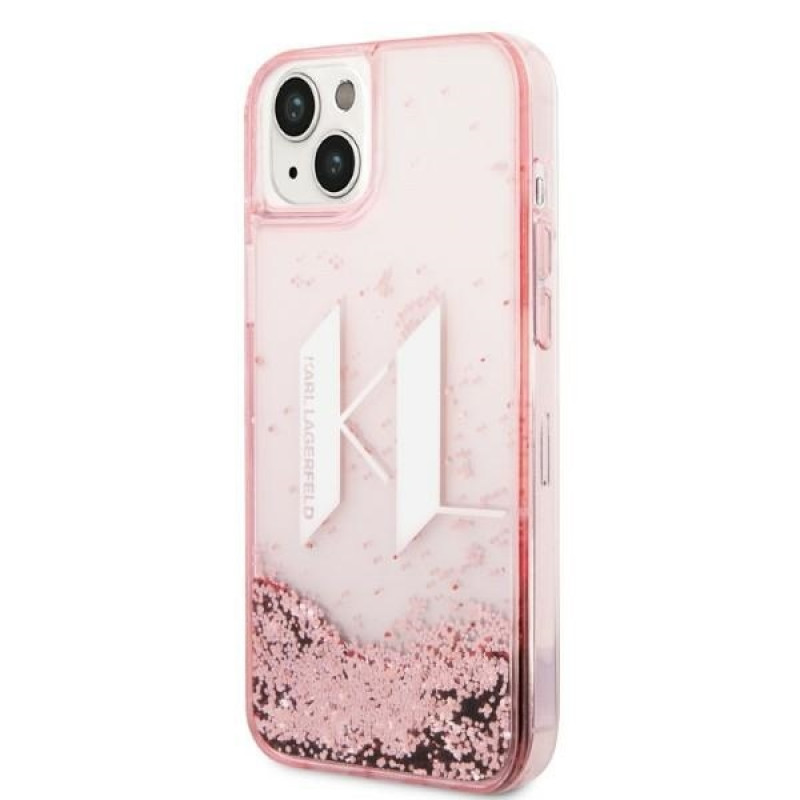 Karl Lagerfeld iPhone 14 Plus / 15 Plus - Liquid Glitter Big KL Σκληρή Θήκη με Πλαίσιο Σιλικόνης - Διάφανη / Pink - KLHCP14MLBKLCP Karl Lagerfeld iPhone 14 Plus / 15 Plus - Liquid Glitter Big KL Σκληρή Θήκη με Πλαίσιο Σιλικόνης - Διάφανη / Pink - KLHCP14MLBKLCP