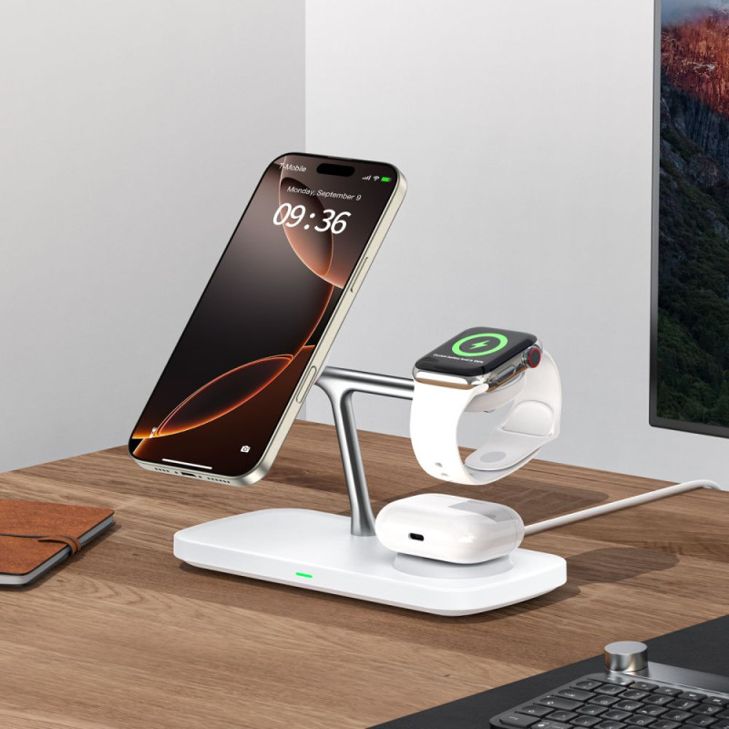 Tech-Protect QI15W-A45 3in1 Ασύρματος Μαγνητικός Φορτιστής MagSafe - White Tech-Protect QI15W-A45 3in1 Ασύρματος Μαγνητικός Φορτιστής MagSafe - White