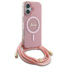 Guess iPhone 16 - Crossbody Cord Script MagSafe - Σκληρή Θήκη με Πλαίσιο Σιλικόνης και Λουράκι - Pink - GUHMP16SHCTSGNSP Guess iPhone 16 - Crossbody Cord Script MagSafe - Σκληρή Θήκη με Πλαίσιο Σιλικόνης και Λουράκι - Pink - GUHMP16SHCTSGNSP