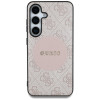 Guess Samsung Galaxy S25 - 4G Round Patch Classic Logo - Θήκη με Επένδυση Συνθετικού Δέρματος και MagSafe - Pink - GUHMS25SP4PGRSGP