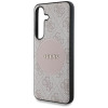 Guess Samsung Galaxy S25 - 4G Round Patch Classic Logo - Θήκη με Επένδυση Συνθετικού Δέρματος και MagSafe - Pink - GUHMS25SP4PGRSGP
