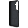Guess Samsung Galaxy S25 - 4G Round Patch Classic Logo - Θήκη με Επένδυση Συνθετικού Δέρματος και MagSafe - Pink - GUHMS25SP4PGRSGP