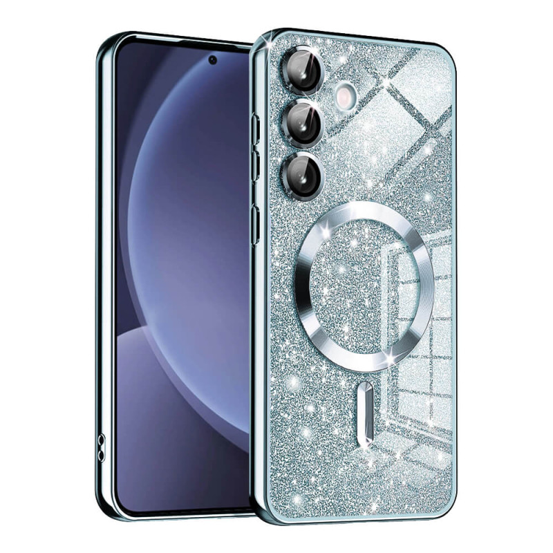 Techsuit Samsung Galaxy S25 - Luxury Glitter MagSafe - Θήκη Σιλικόνης - Light Blue