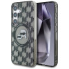 Karl Lagerfeld Samsung Galaxy S25 - Button Karl and Choupette Heads On KL Pattern - MagSafe Σκληρή Θήκη με Πλαίσιο Σιλικόνης - Black - KLHMS25SHMCKMHK