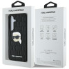Karl Lagerfeld Samsung Galaxy S25 - Monogram Karl Head Pin - Σκληρή Θήκη με Επένδυση Συνθετικού Δέρματος  - Black - KLHCS25SPGKLKIPK