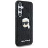 Karl Lagerfeld Samsung Galaxy S25 - Monogram Karl Head Pin - Σκληρή Θήκη με Επένδυση Συνθετικού Δέρματος  - Black - KLHCS25SPGKLKIPK