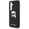 Karl Lagerfeld Samsung Galaxy S25 - Monogram Karl Head Pin - Σκληρή Θήκη με Επένδυση Συνθετικού Δέρματος  - Black - KLHCS25SPGKLKIPK