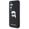 Karl Lagerfeld Samsung Galaxy S25 - Monogram Karl Head Pin - Σκληρή Θήκη με Επένδυση Συνθετικού Δέρματος  - Black - KLHCS25SPGKLKIPK