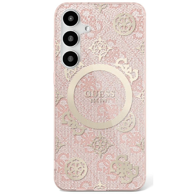 Guess Samsung Galaxy S25 - 4G Background Gold Electroplated Peony Pattern MagSafe - Σκληρή Θήκη με Πλαίσιο Σιλικόνης - Pink - GUHMS25SH4PYEEP Guess Samsung Galaxy S25 - 4G Background Gold Electroplated Peony Pattern MagSafe - Σκληρή Θήκη με Πλαίσιο Σιλικόνης - Pink - GUHMS25SH4PYEEP