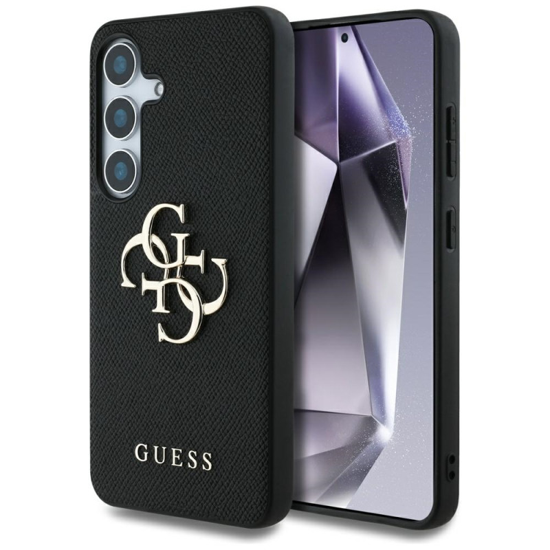 Guess Samsung Galaxy S25 Plus - Grained Big 4G Logo Small Classic Logo - Σκληρή Θήκη με Επένδυση από Οικολογικό Δέρμα - Black - GUHCS25MPGT4MBK