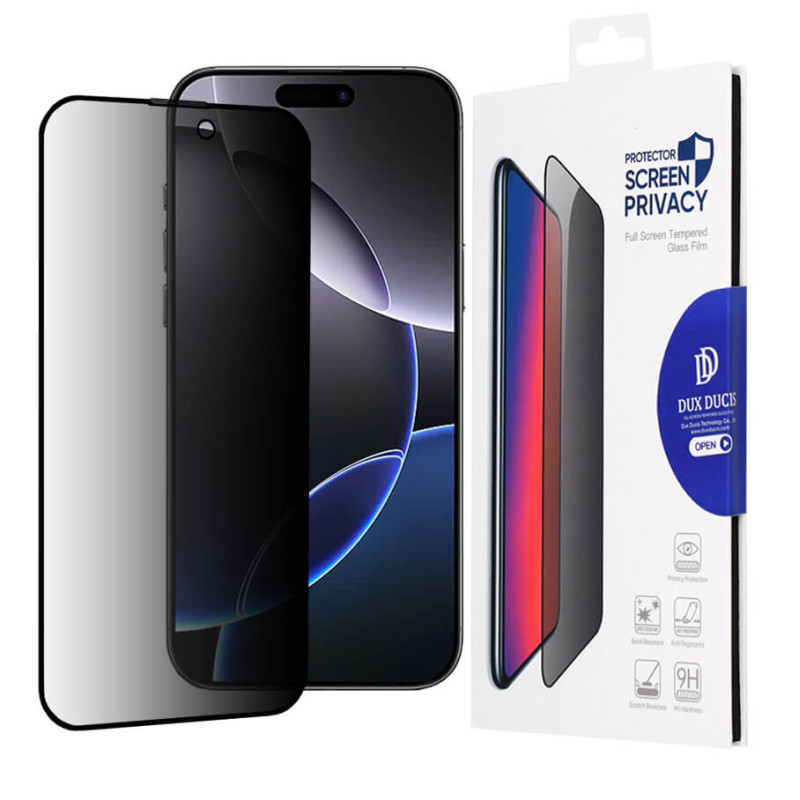 Dux Ducis iPhone 16 Pro Max 2.5D Glass Privacy 9H Full Screen Αντιχαρακτικό Γυαλί Οθόνης - Black