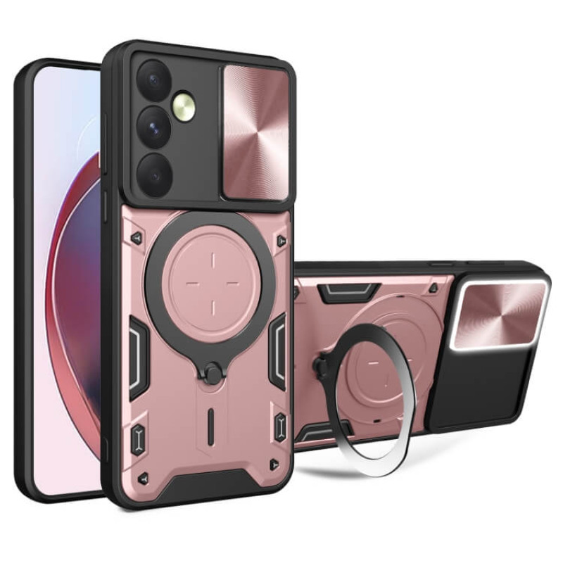 Techsuit Samsung Galaxy A36 5G - CamGuard Pro - Σκληρή Θήκη με Προστασία Καμερών και Δαχτυλίδι Συγκράτησης - Rose Gold