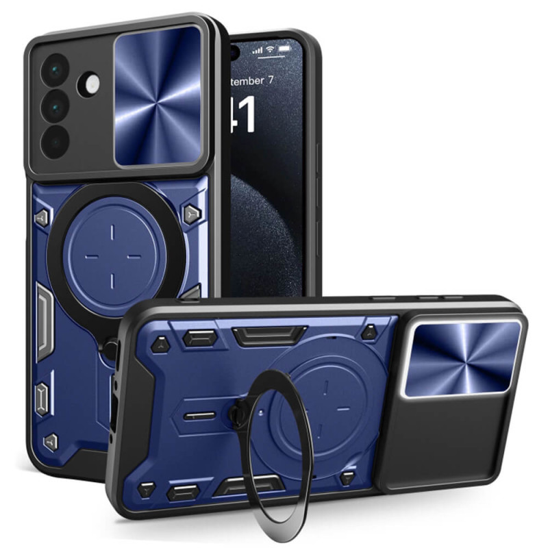 Techsuit Samsung Galaxy A56 5G - CamGuard Pro - Σκληρή Θήκη με Προστασία Καμερών και Δαχτυλίδι Συγκράτησης - Blue