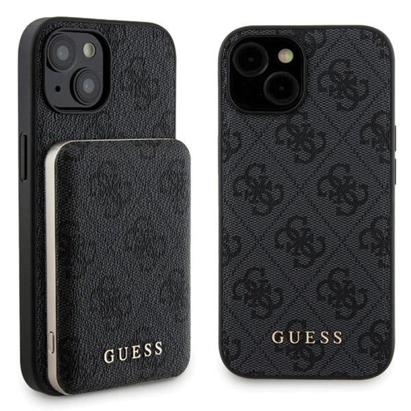 Guess iPhone 15 MagSafe Σετ Θήκη Κινητού και Powerbank 5000mAh με Επένδυση Συνθετικού Δέρματος - Black - GUBPM5P15S4GEMGK Guess iPhone 15 MagSafe Σετ Θήκη Κινητού και Powerbank 5000mAh με Επένδυση Συνθετικού Δέρματος - Black - GUBPM5P15S4GEMGK
