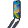 Red Bull iPhone 16 - Silicone Strap and Vertical Logo - MagSafe Σκληρή Θήκη με Πλαίσιο Σιλικόνης και Λουράκι - Navy Blue - RBHMP16S24SISOLRV
