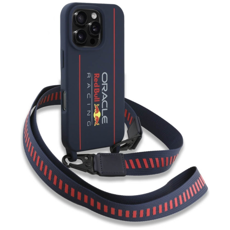 Red Bull iPhone 16 Pro - Silicone Strap and Vertical Logo - MagSafe Σκληρή Θήκη με Πλαίσιο Σιλικόνης και Λουράκι - Navy Blue - RBHMP16L24SISOLRV Red Bull iPhone 16 Pro - Silicone Strap and Vertical Logo - MagSafe Σκληρή Θήκη με Πλαίσιο Σιλικόνης και Λουράκι - Navy Blue - RBHMP16L24SISOLRV