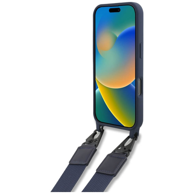 Red Bull iPhone 16 Pro - Silicone Strap and Vertical Logo - MagSafe Σκληρή Θήκη με Πλαίσιο Σιλικόνης και Λουράκι - Navy Blue - RBHMP16L24SISOLRV Red Bull iPhone 16 Pro - Silicone Strap and Vertical Logo - MagSafe Σκληρή Θήκη με Πλαίσιο Σιλικόνης και Λουράκι - Navy Blue - RBHMP16L24SISOLRV