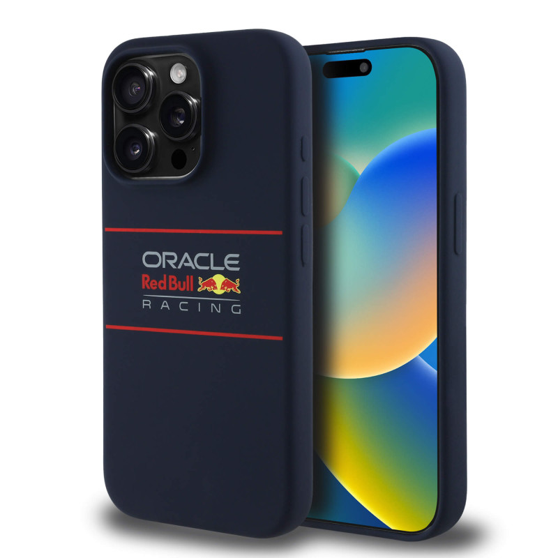 Red Bull iPhone 15 Pro - Silicone Horizontal Logo - MagSafe Σκληρή Θήκη με Πλαίσιο Σιλικόνης - Navy - RBHMP15L24SIHSRV
