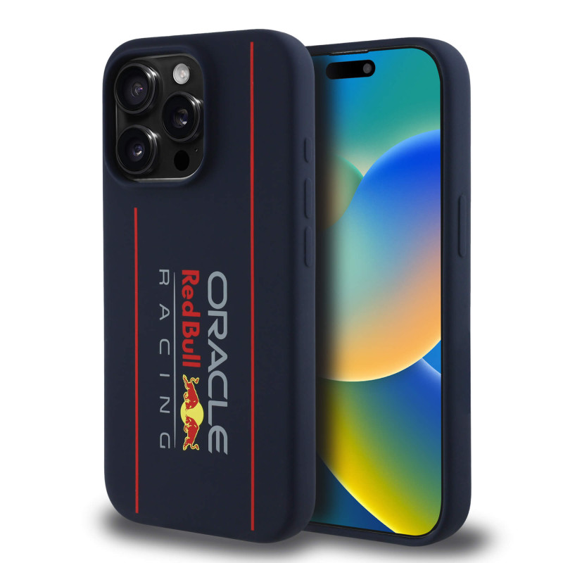 Red Bull iPhone 15 Pro Max - Silicone Vertical Logo - MagSafe Σκληρή Θήκη με Πλαίσιο Σιλικόνης - Navy - RBHMP15X24SIOLRV