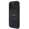 Red Bull iPhone 15 Pro - Leather Red Ring - MagSafe Σκληρή Θήκη με Επένδυση Συνθετικού Δέρματος και Πλαίσιο Σιλικόνης - Navy - RBHMP15L24PUILVR