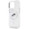 Karl Lagerfeld iPhone 15 Pro Max - IML Metal Karl and Choupette Head - Σκληρή Θήκη με Πλαίσιο Σιλικόνης και MagSafe -White - KLHMP15XHLSKCH